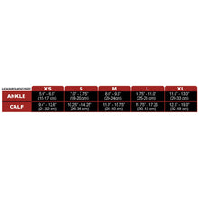 CSX 20-30 mmHg Silver on Black Compression Socks Size Chart