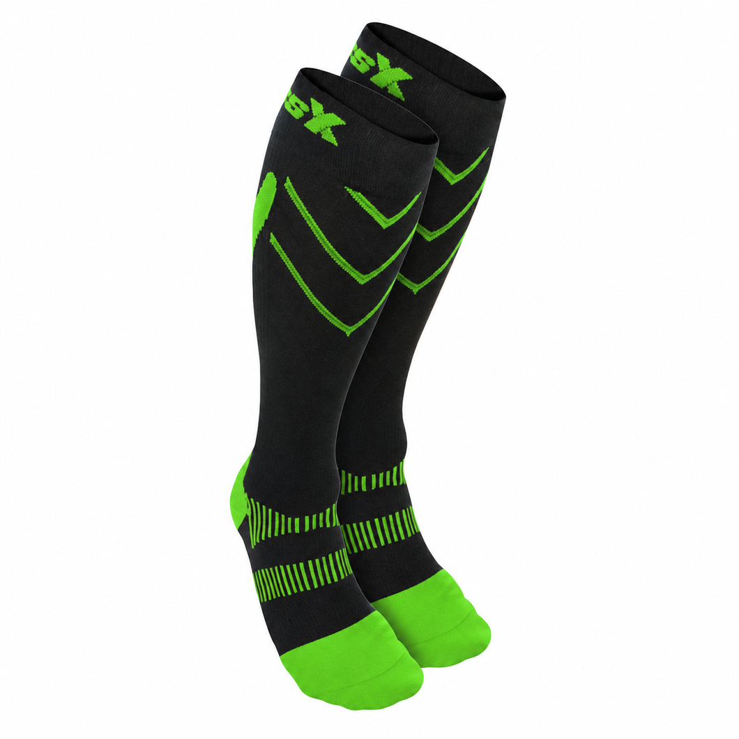 CSX 15-20 mmHg Compression Socks Green on Black