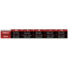 CSX 15-20 mmHg Red on Black Compression Socks Size Chart