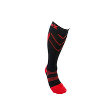 Front View of CSX 15-20 mmHg Red on Black Compression Socks