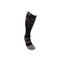 X220, 20-30 mmHg, Knee High, Compression Socks, Silver on Black, Front View