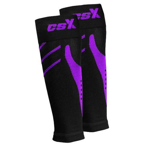 CSX 15-20 mmHg Purple on Black Compression Calf Sleeves
