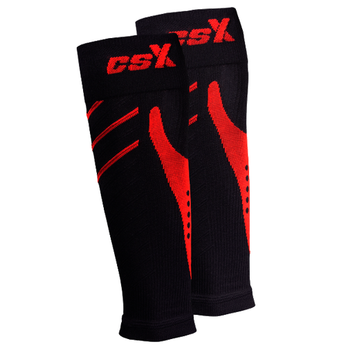 CSX 15-20 mmHg Red on Black Compression Calf Sleeves