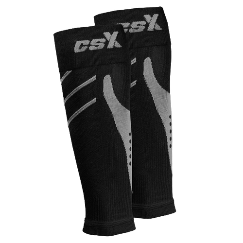CSX 15-20 mmHg Silver on Black Compression Calf Sleeves 