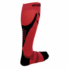 Rear View of CSX 15-20 mmHg Black on Red Compression Socks