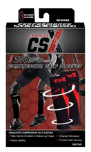 CSX 15-20 mmHg Red on Black Compression Calf Sleeves Package