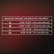 Top View of X632 Wrist Brace Size Chart